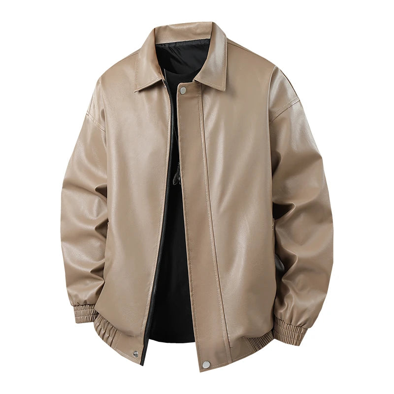 Jacket men's loose leather jacket locomotive suit men's gangster handsome hip-hop European and American street trend jacket
