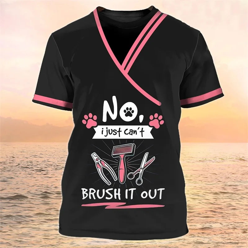 3D Print Pet Groomer Grapgic T-Shirts For Men Women Dog Cat Grooming Pattern Tee Tops Casual O-Neck Oversized TShirt Streetwear