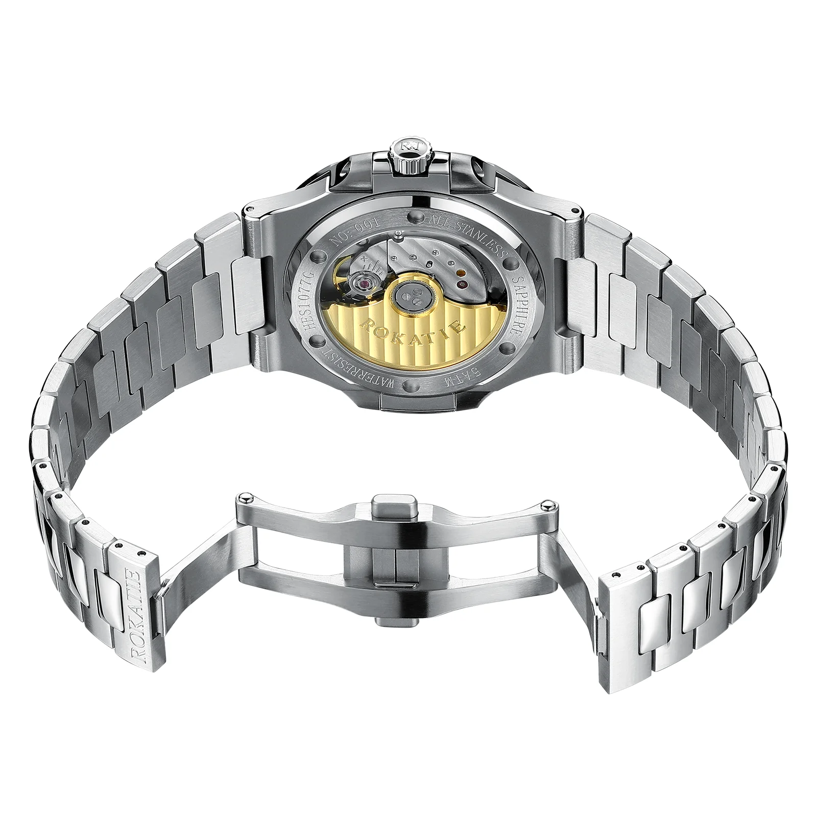 ROKATIE Mechanical Watches Luminous Needle Stainless Steel 316L 9015 Movement Automatic Watch 5ATM Waterproof Automatic Watch