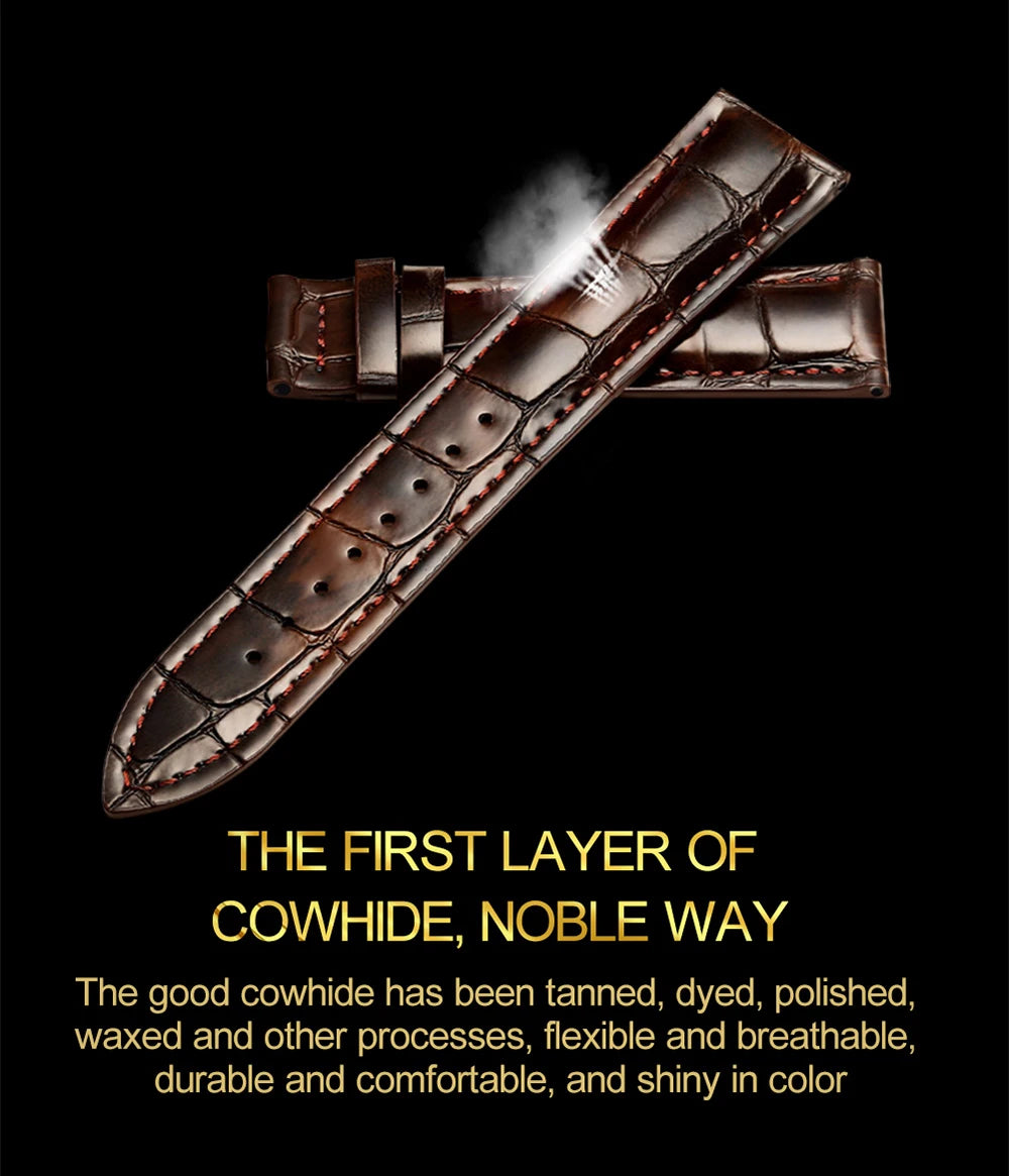 OUPINKE 3176 Top Brand Tourbillon Watch for Men Original Leather Strap Golden Dragon Design Automatic Mechanical Movement Watch