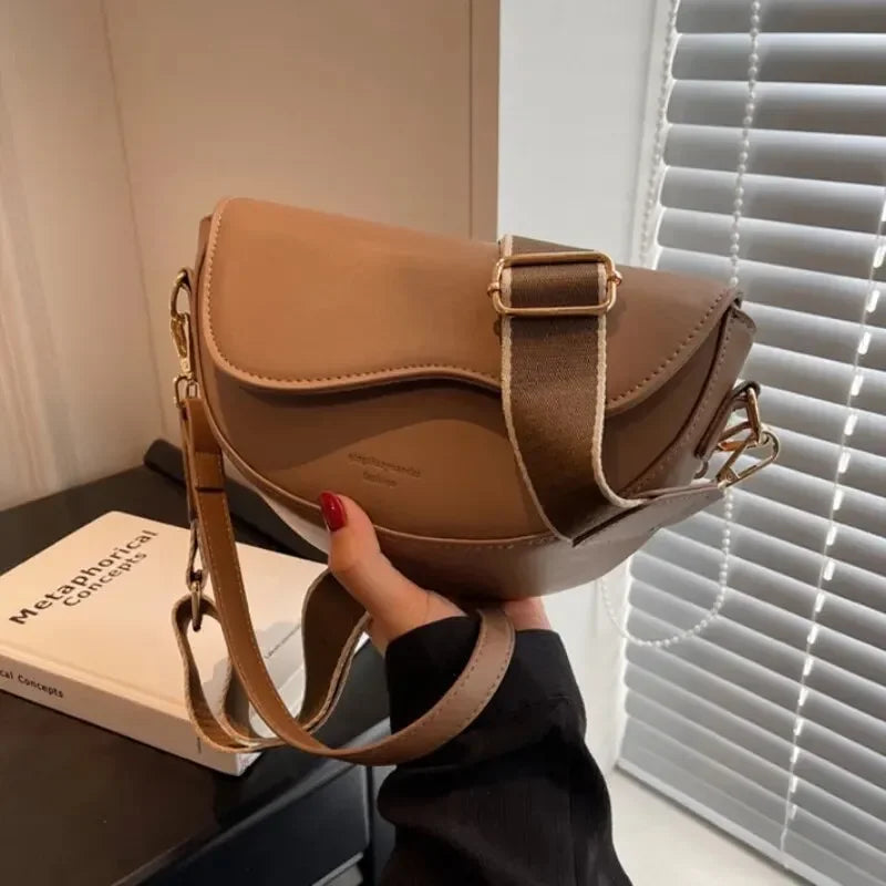 Small Saddle Shoulder Leather bag for women