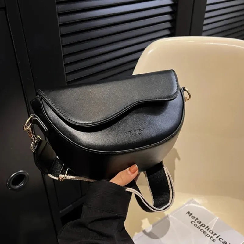 Small Saddle Shoulder Leather bag for women