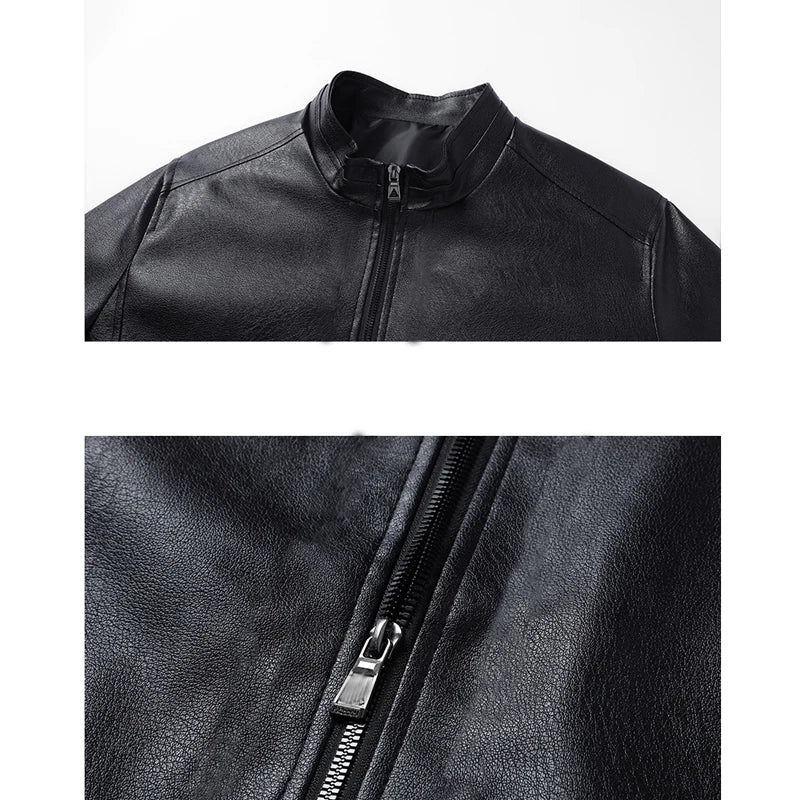 New Fashion Leather Jacket Men Autumn Winter Men's Motorcycle Jacket Biker Warm Windbreak PU Leather Coat Men Outerwear Black