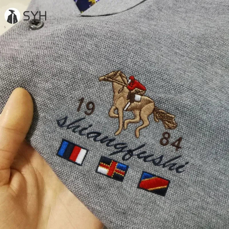 Men's Casual Fashion Polo Shirt Breathable and Comfortable Embroidered Top