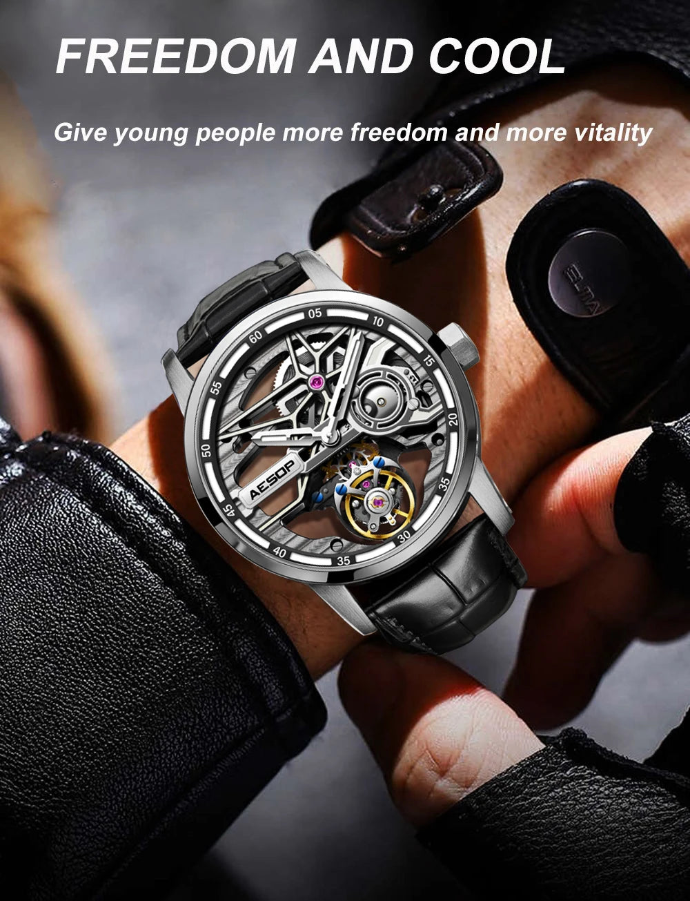 AESOP Flying Tourbillon Watch for Men Skeleton Automatic Tourbillon Movement Mechanical Wrist Watches Mens Fashion Sapphire New