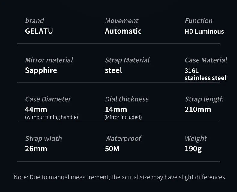 GELATU 6020 Trend Men's Watches Multifunctional Automatic Mechanical Watch for Men Flywheel Hollow out Moon Phase Wristwatch Man