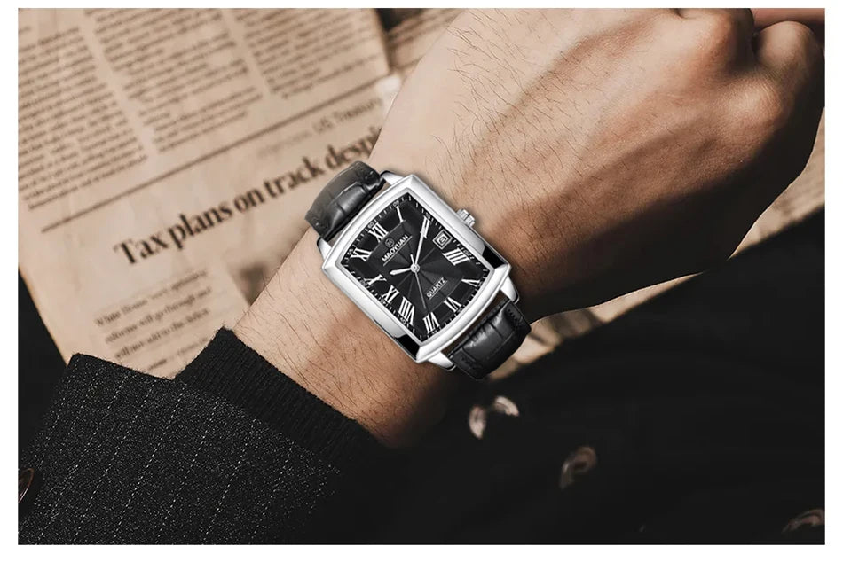 MAOYUAN New Square European and American Casual Leather Quartz Watch Waterproof Sports Calendar Roman Digital watches for man