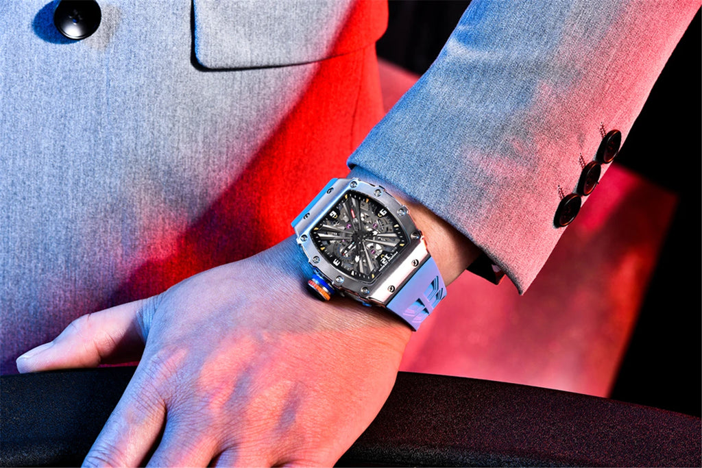 PAGANI DESIGN New VH65 Watch For Men Skeleton Quartz Wristwatch Sapphire Glass Silicone Original Luxury Men Watch Gift With Box