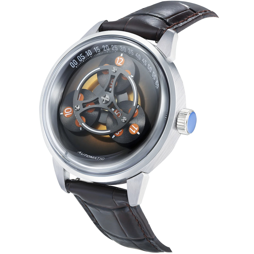 ENITON Automatic Watch Men 316L Steel Japanese 8215 Leather Band Fashion Watch Waterproof 5ATM Mechanical Watch New Arrival
