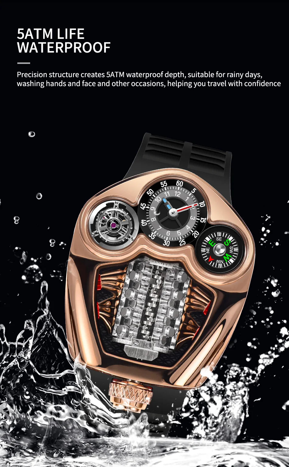 Pindu's top brand fully automatic mechanical watch sports engine personalized design interesting and classic watch