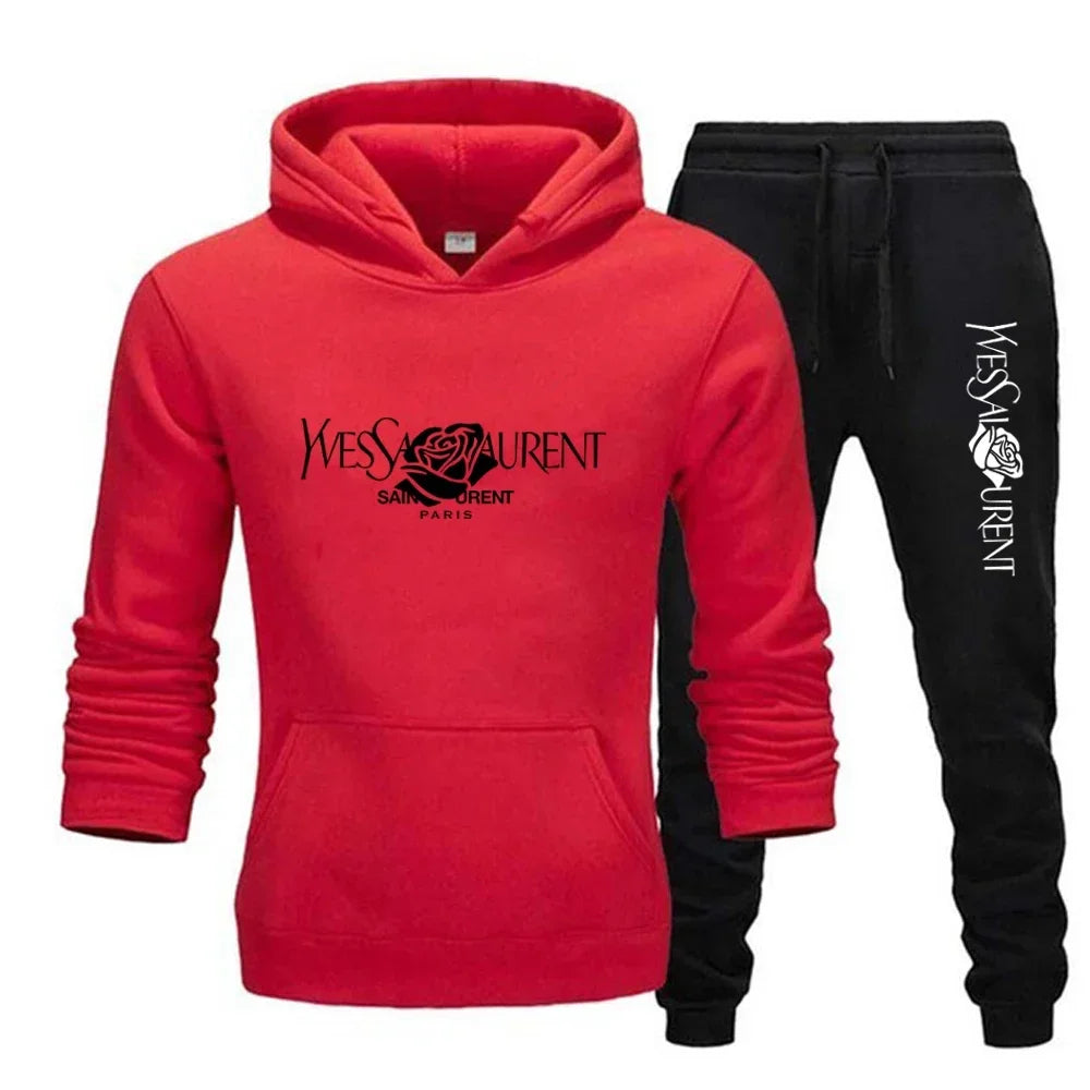 2025 Men's Casual Sports Suit with Hoodie and Sweatpants for Autumn and Winter Outdoor Sports Fashion Men's Clothing.