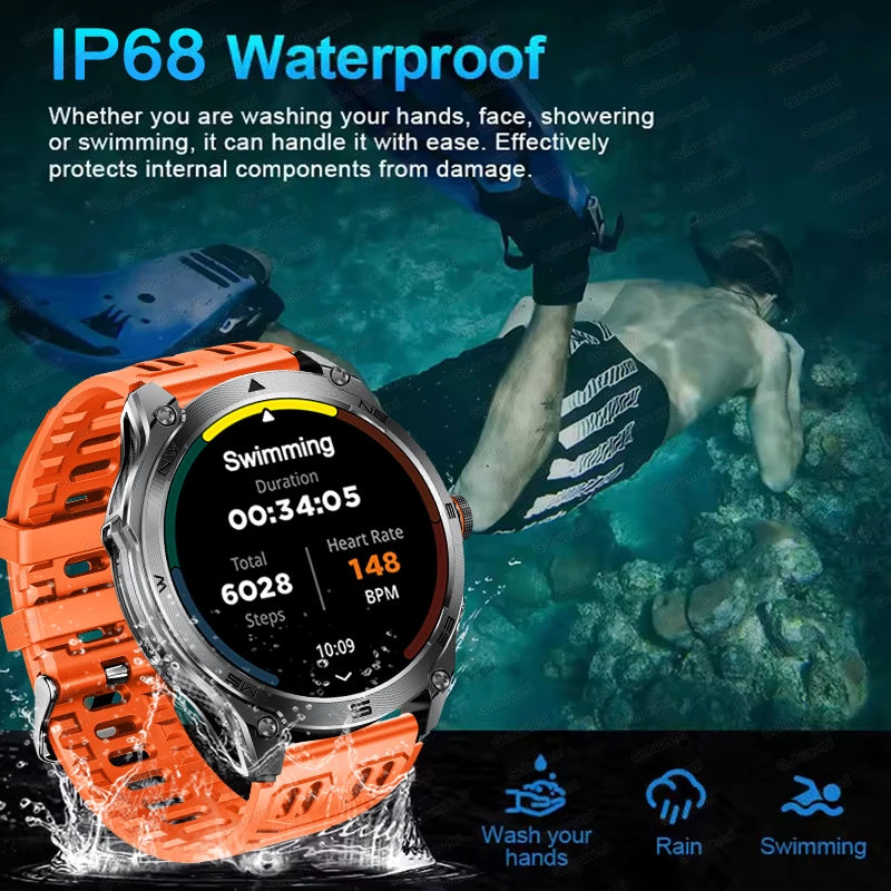 New Premium GPS SmartWatch Outdoor Altimeter Barometer Swim Sports Watch IP69 Waterproof Compass Military Smart Watches For Man