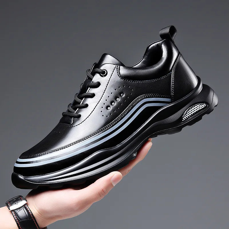 New Cow Leather Sneakers for Men Fashion Casual Sports