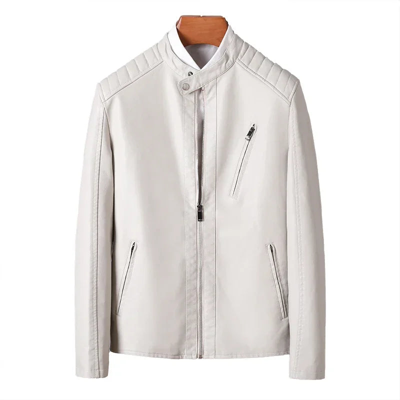 Mens Leather Jackets Fashion Trend Simple Personality Men's Spring PU Leather Mens Jackets Slim Windbreaker