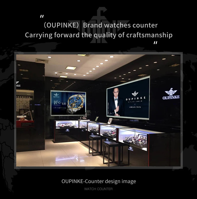 OUPINKE 3270 Mens Watch Automatic Mechanical Watch﻿ Waterproof Luminous Watches For Man Tungsten Steel Imported Movement Reloj