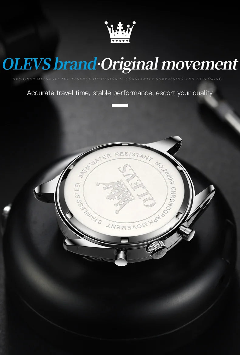 OLEVS Original Men's Watches Luxury Top Brand Leather strap Quartz Male WirstWatch Waterproof Date Business Quartz Watch for Man