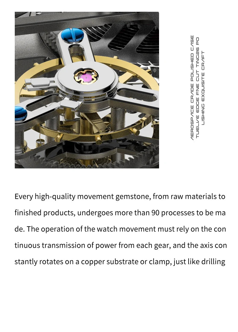 IDEAL KNIGHT Top Brand Luxruy Mens Watch Advanced Tourbillon Automatic Mechanical Watch Waterproof Luminous Dual Region Time