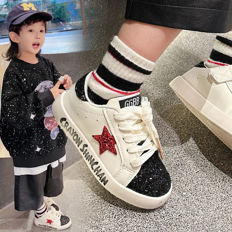 Sports Shoes for Kids Spring Fall New Boys Girls Sports Shoes Casual Board Shoes Leather Soft Soled Small White Shoes for Kids