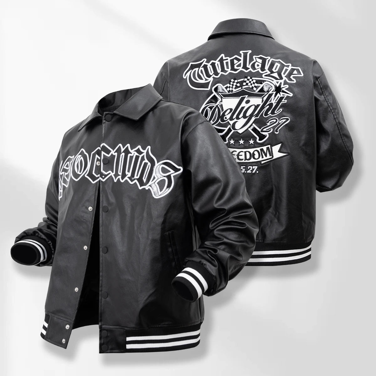 Men's Faux Leather Jackets Vintage Casual Fashion Outwear Loose Pu Leather Motorcycle Windbreaker BomberStyle Jackets