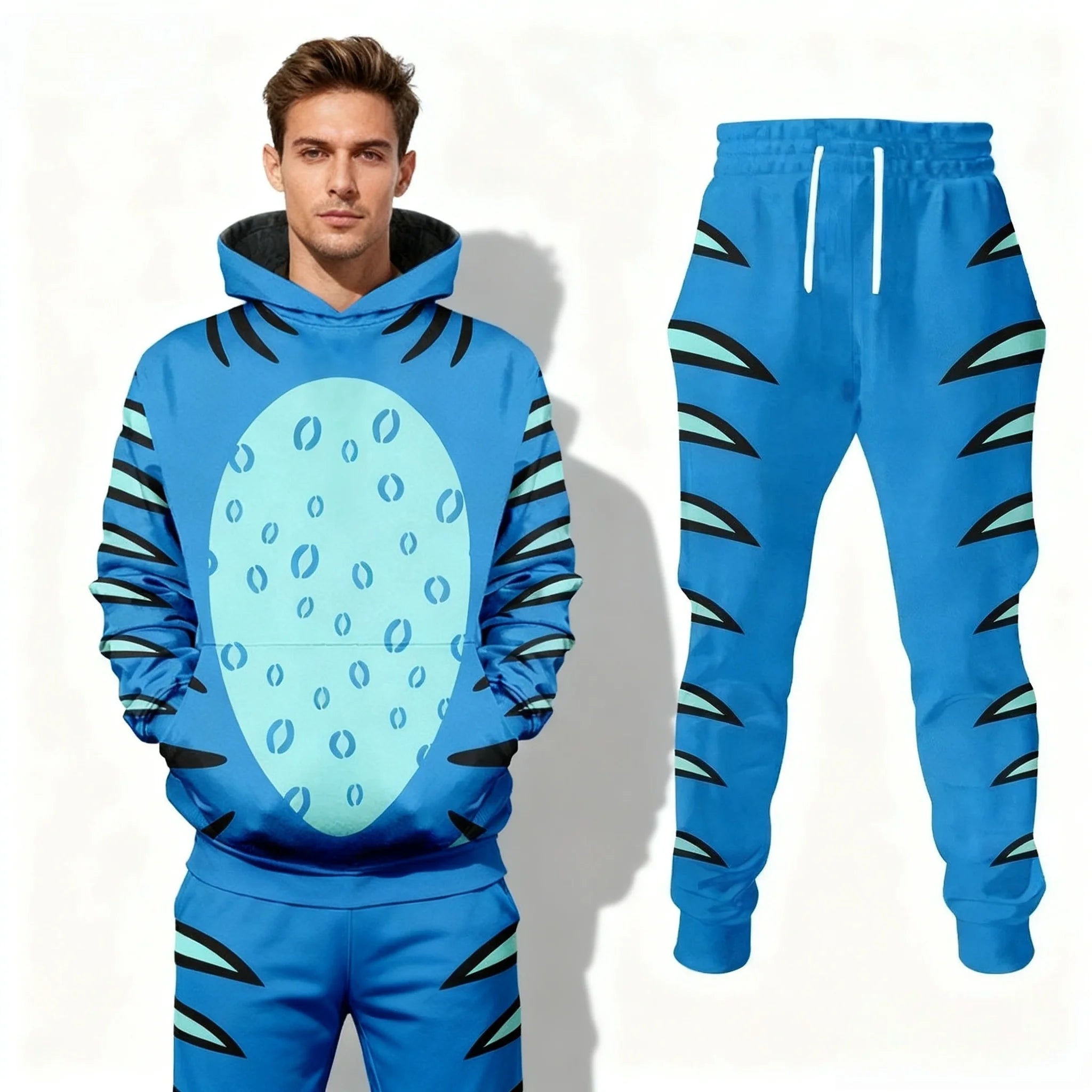 Autumn and Winter Hoodie Set Cosplay Tiger Witch Hunting Group Oversized Korean Style American Street Adult Men and Women