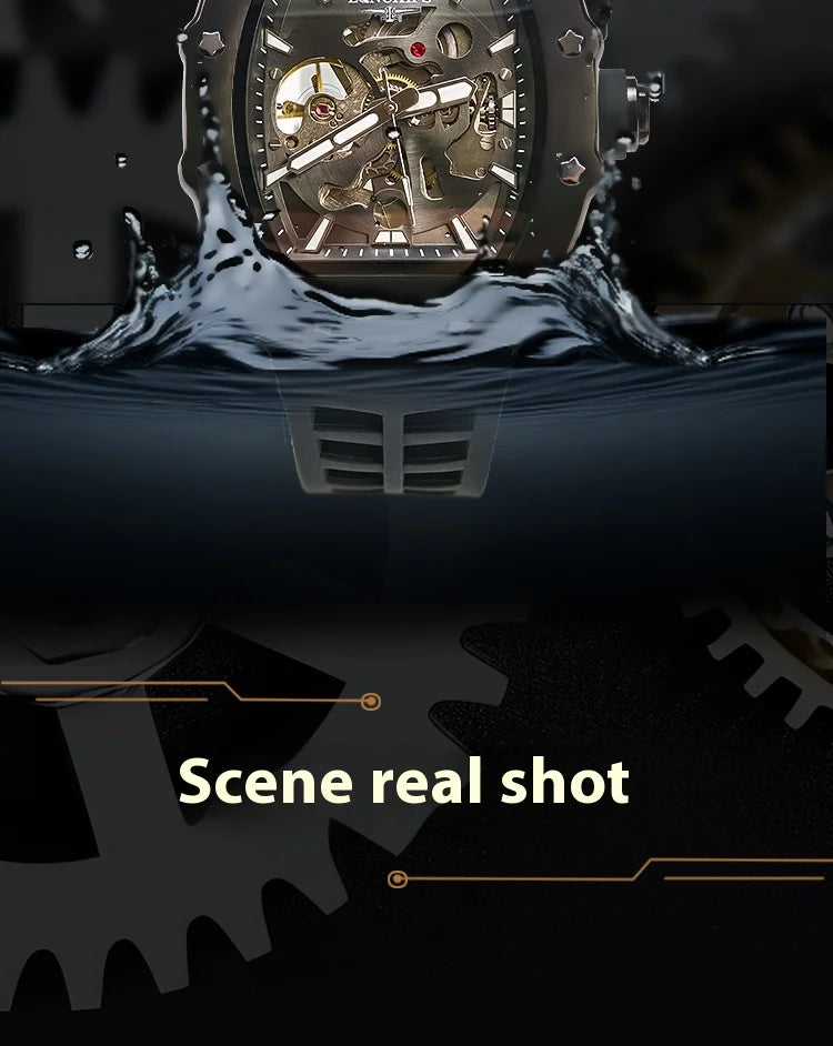 Men's luxury automatic Mechanical Watch  Sport Outdoor tourbillon waterproof luminous Fashion watch for men reloj hombre