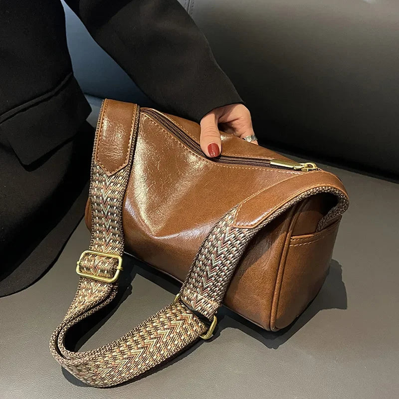 Leather Boston Women Small Handbag