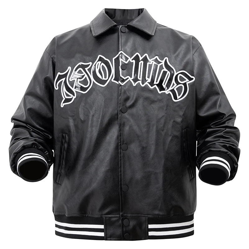 Men's Faux Leather Jackets Vintage Casual Fashion Outwear Loose Pu Leather Motorcycle Windbreaker BomberStyle Jackets
