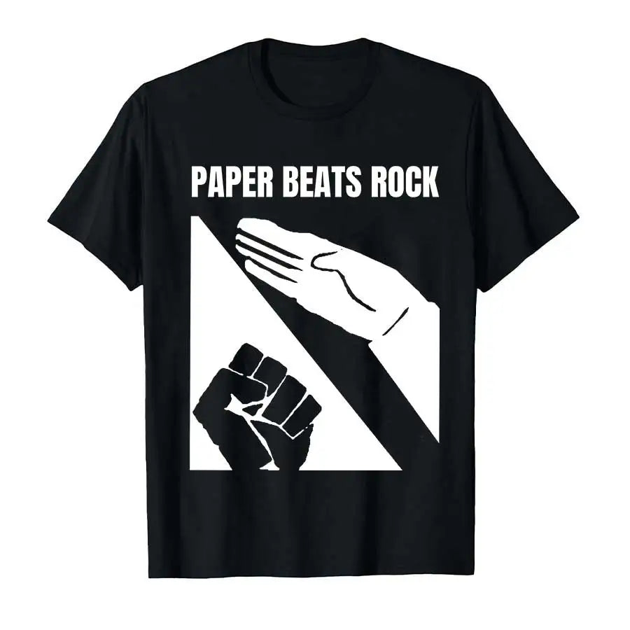 Paper Beats Rock Meme T-shirt Men Women 100% Cotton T Shirts Short Sleeve Tops P472