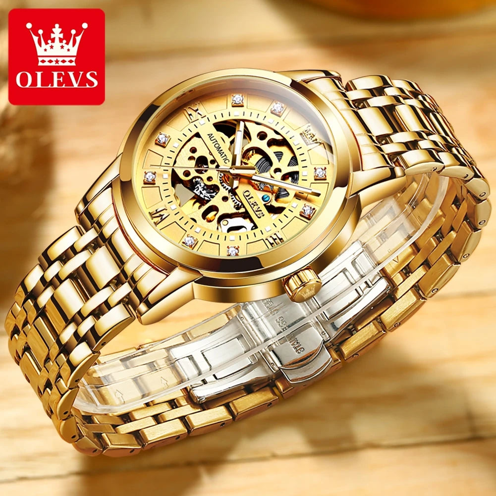 OELVS 9901 Luxury Men's Watches Fashion Dress Automatic Mechanical Wristwatch Waterproof Luminous Hollow Watch for Man Reloj