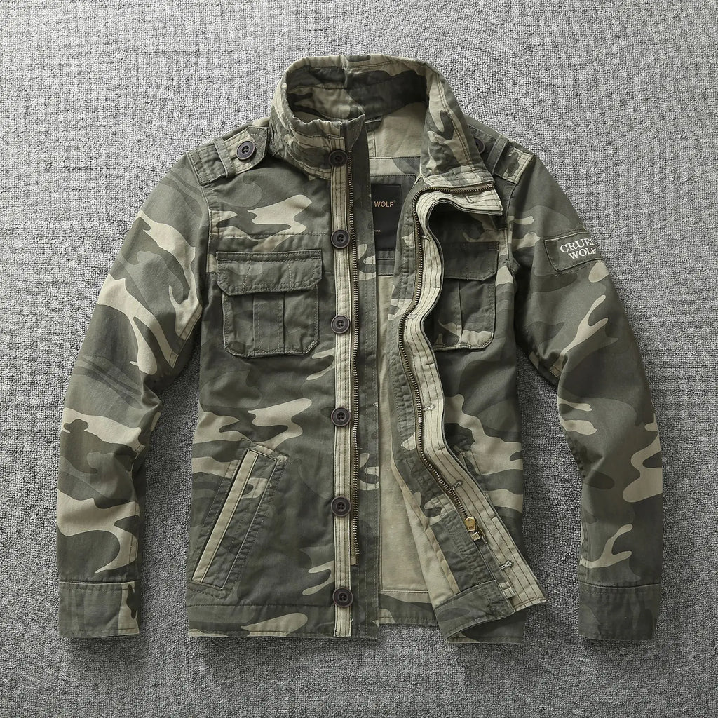 High Grade Men's Jackets Pure Cotton Multiple Pockets Camouflage Tooling Jacket Men Clothing Casual Jacket Coat A5F268