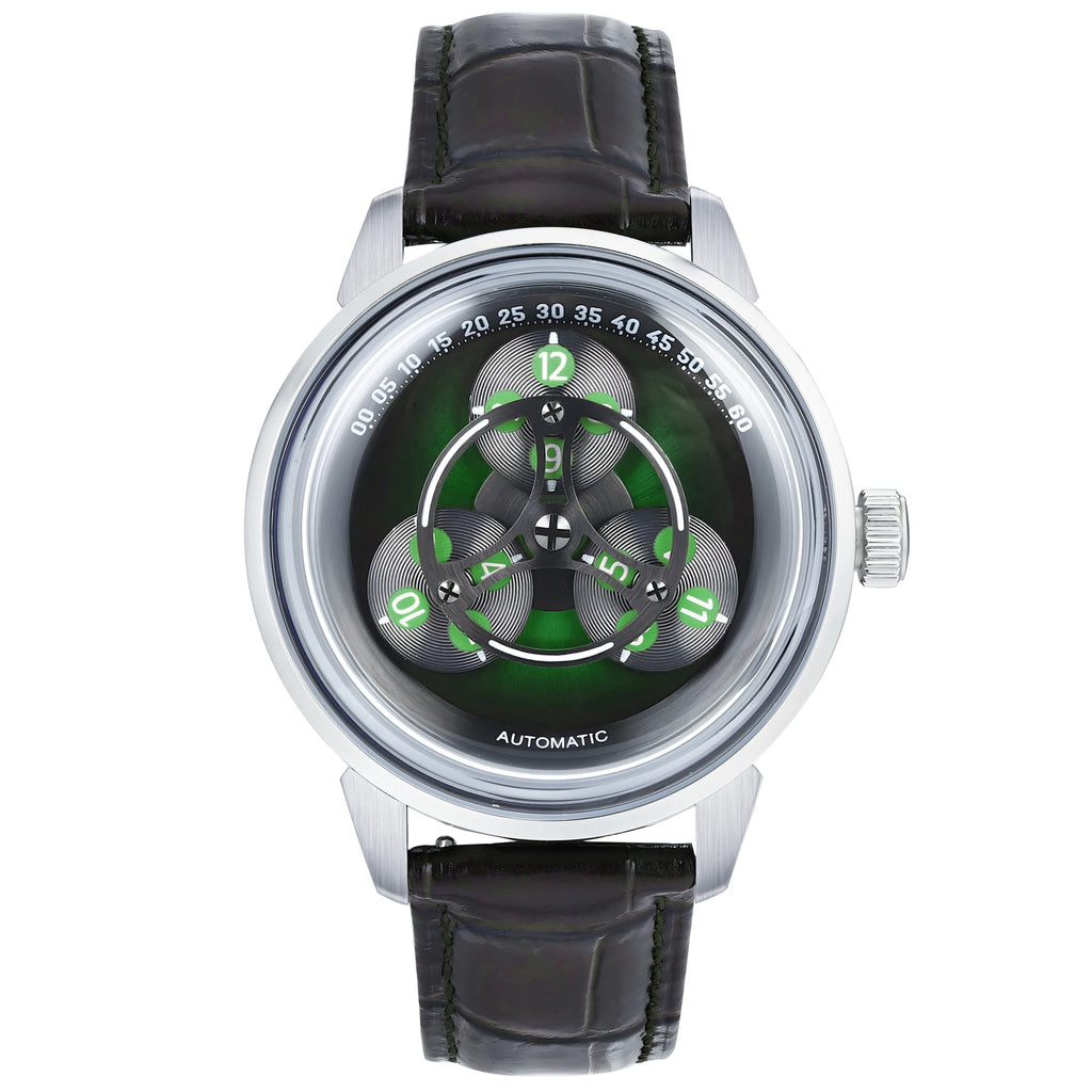 ENITON Automatic Watch Men 316L Steel Japanese 8215 Leather Band Fashion Watch Waterproof 5ATM Mechanical Watch New Arrival