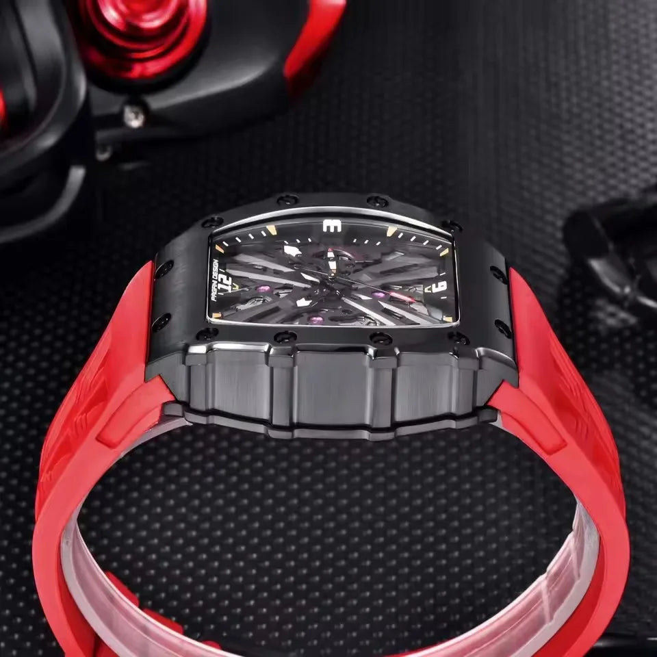PAGANI DESIGN New VH65 Watch For Men Skeleton Quartz Wristwatch Sapphire Glass Silicone Original Luxury Men Watch Gift With Box