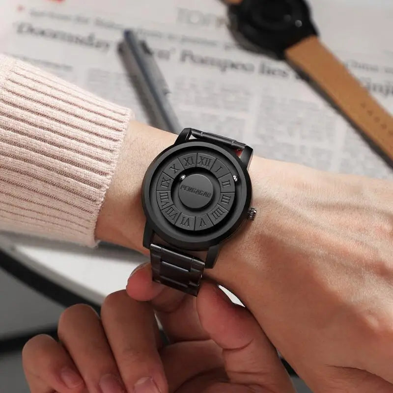 2025 Luxury Watch Men Creative Scrolling Pointer Magnetic Force Sport Watches Men Quartz Chronograph Man Clock Relogio Masculino