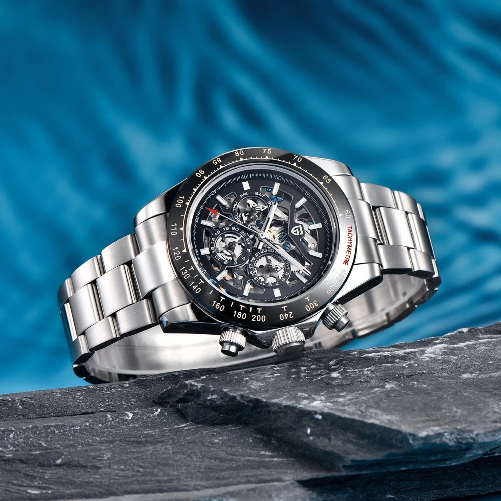 PAGANI DESIGN New 40mm Skeleton Mechanical Watches Men's Stainless Steel Waterproof Automatic Watch Luxury Sapphire Glass Clock