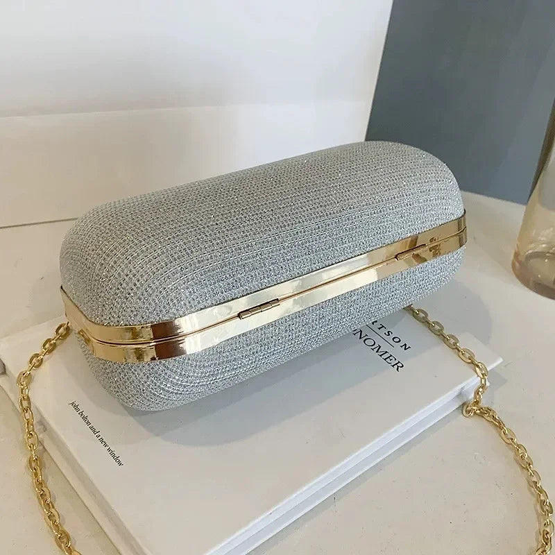 Shiny Mini Evening Bag, Rhinestone Chain Purse