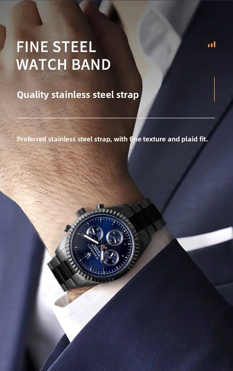 Original Maserati watches men's luxury gold fashion trend dial Shi Ying European and American business watch blue gold R88531000