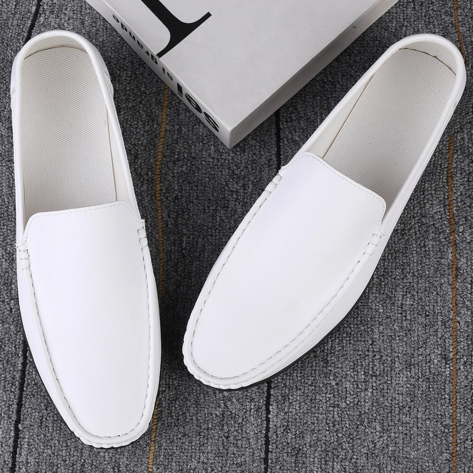 Man Casual Shoes Leather Slip On Super Lightweight Male Shoes
