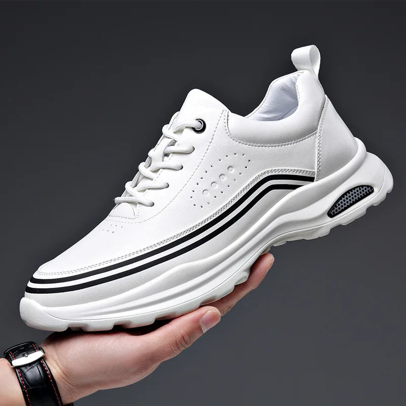 New Cow Leather Sneakers for Men Fashion Casual Sports