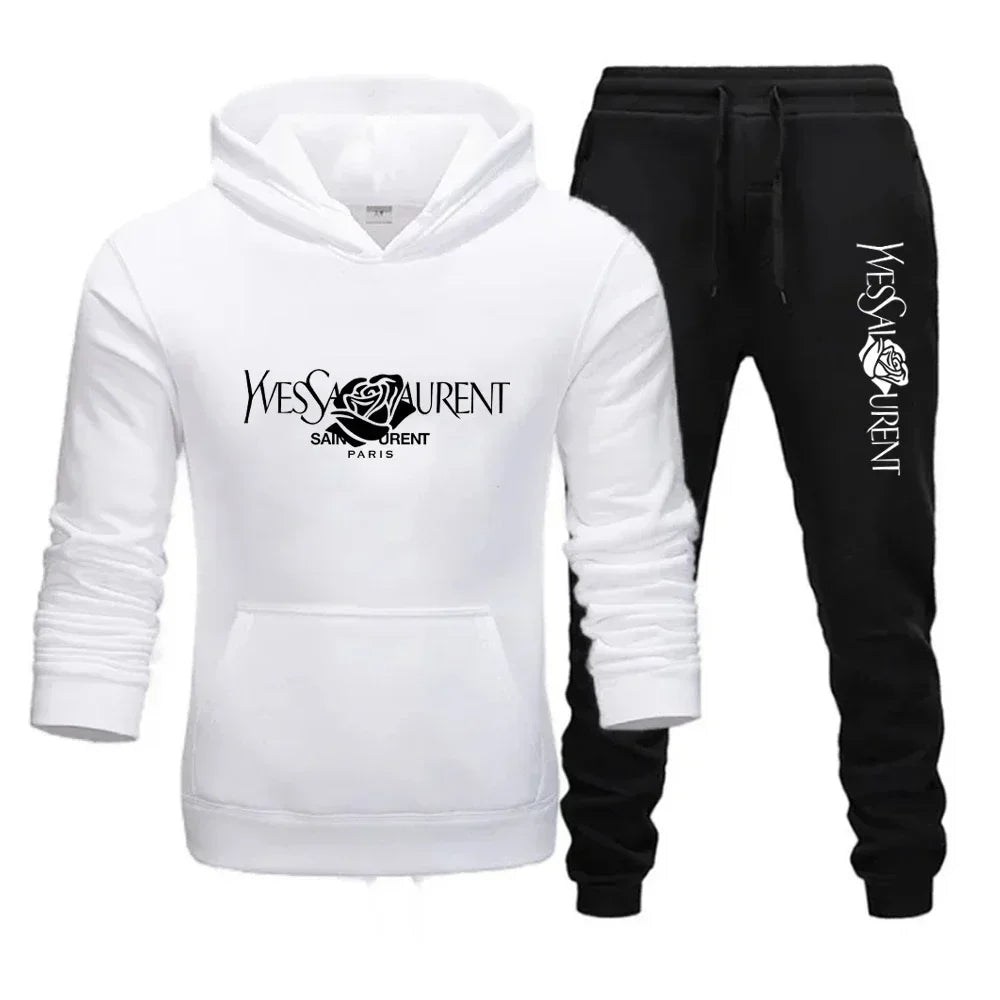 2025 Men's Casual Sports Suit with Hoodie and Sweatpants for Autumn and Winter Outdoor Sports Fashion Men's Clothing.