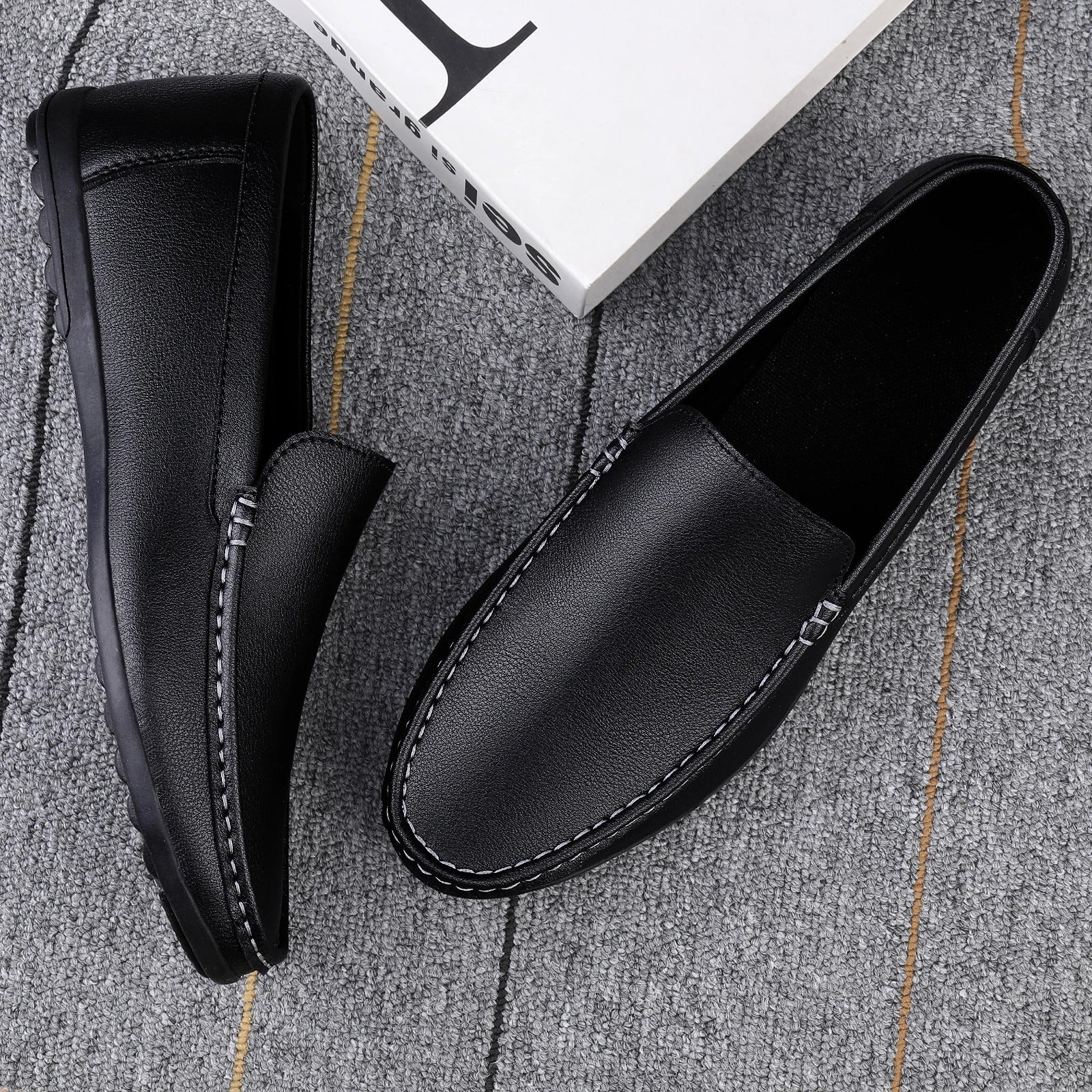 Man Casual Shoes Leather Slip On Super Lightweight Male Shoes