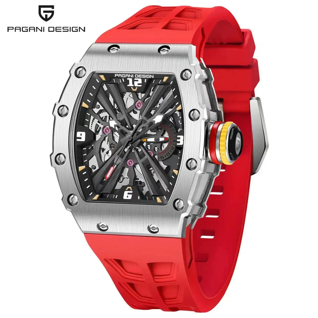 PAGANI DESIGN 2024 Luxury Mens Quartz Watches Barrel Shape Waterproof Wrist Watch For Men VH65 Silicone Luminous Sapphire Mirror