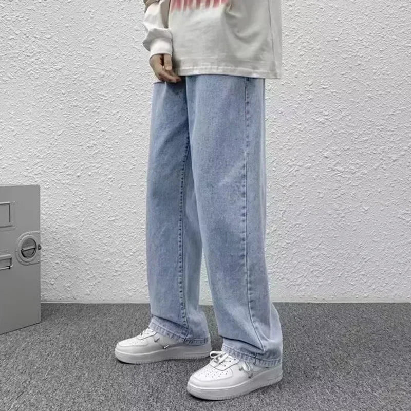 2025 Men Baggy Casual Jeans Male High Street Straight Leg Denim Pants American Classic Retro Summer Casual Long Trousers