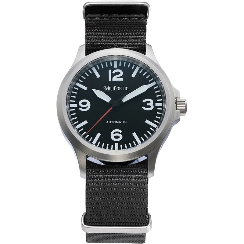 MF M096 Military Style Pilot Watch 856 Homage Large Arabic Numerals Dial 100M Waterproof  NH38 Movement Auto Man Watches