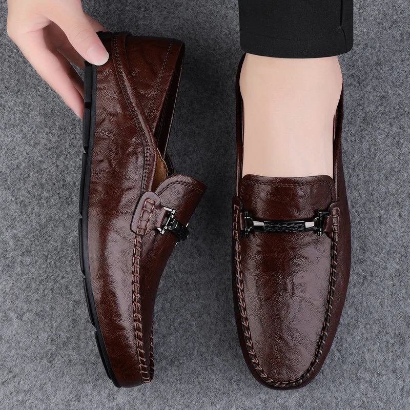 Genuine Leather Mens Loafers Casual Shoes Comfortable Moccasins Luxury Formal Slip on Flats Driving Shoes for Man Walking Shoes