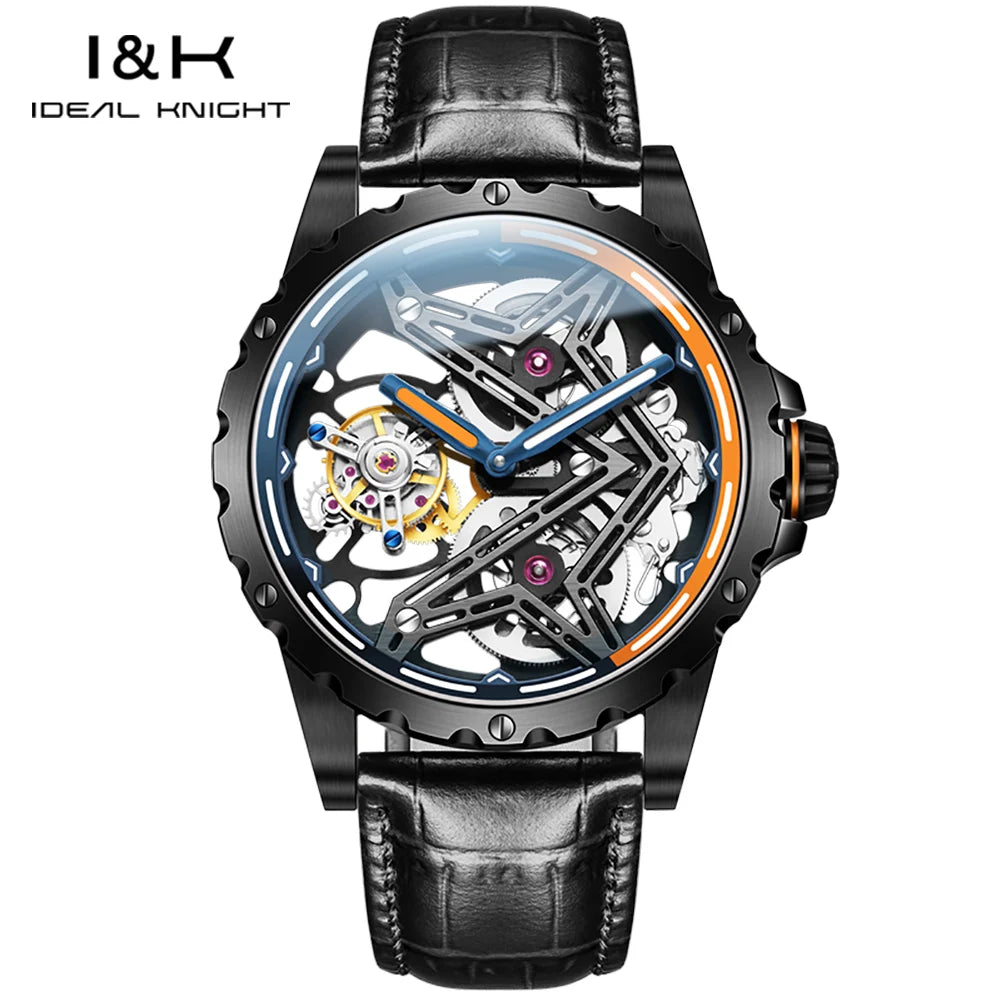 IDEAL KNIGHT 6803 Tourbillon Watch Automatic Mechanical Watch Luminous Waterproof Clock High Quality Fashion Business Men Watch