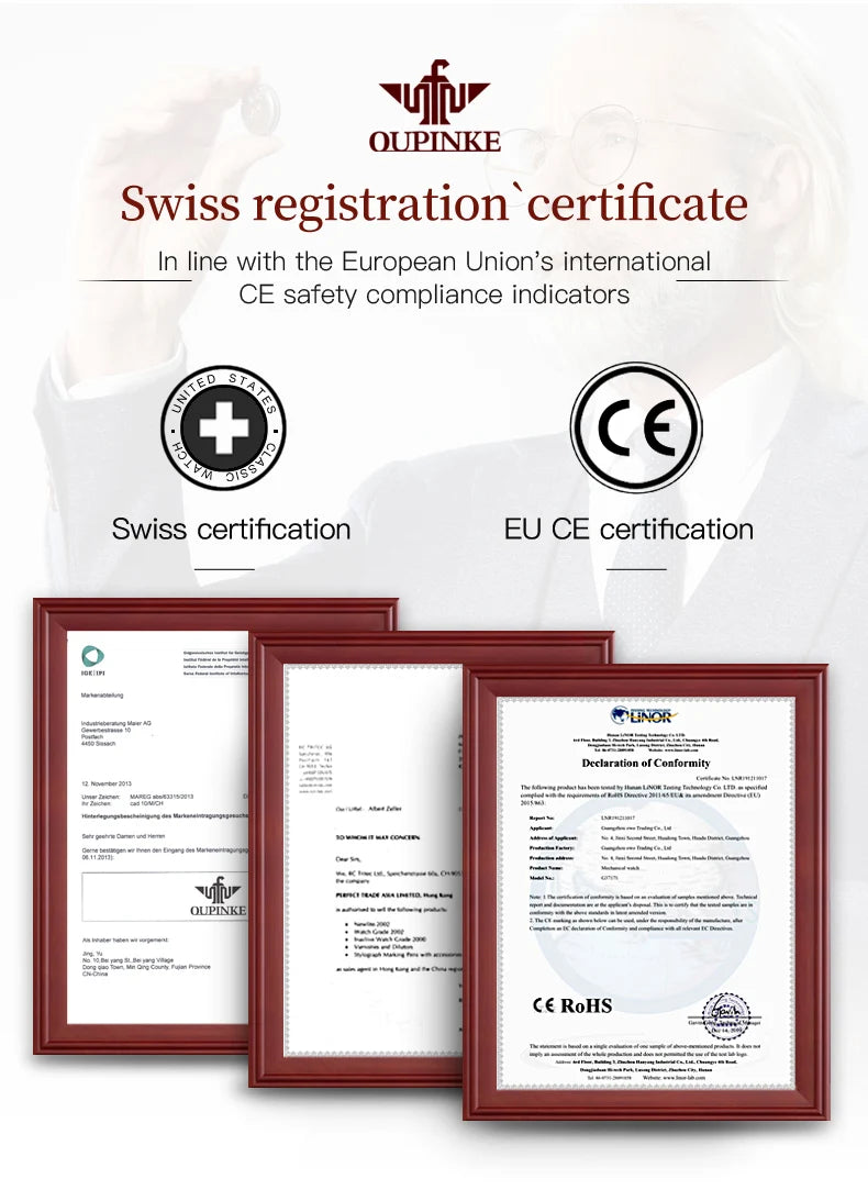 OUPINKE 3211 Women's Watch Elegant Rose Gold Diamond Ceramic Automatic Machinery Women's Watch Luxury Brand Women's Bracelet Set