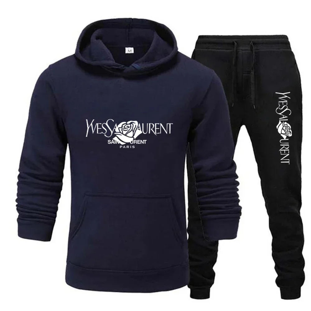 2025 Men's Casual Sports Suit with Hoodie and Sweatpants for Autumn and Winter Outdoor Sports Fashion Men's Clothing.