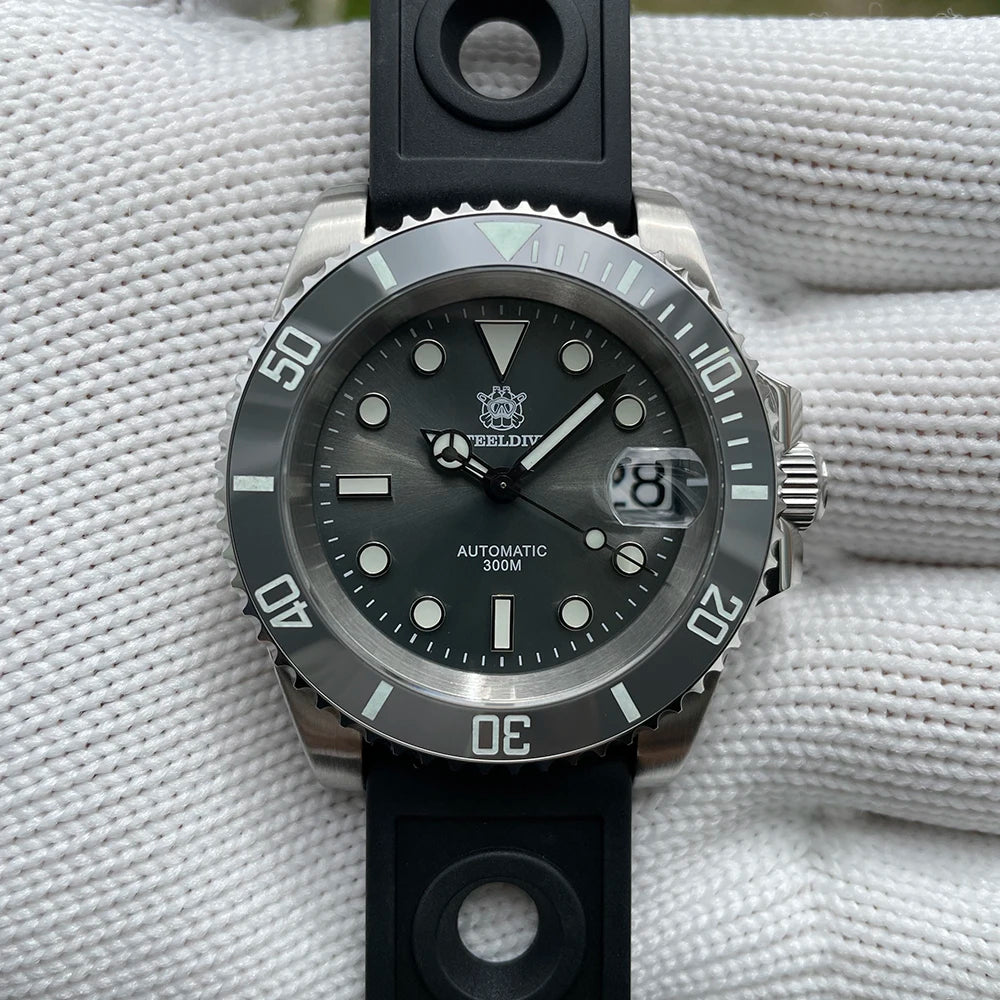 SD1953 Gray Dial Stainless Steel NH35 Watch Steeldive 40.5mm STEELDIVE Brand Sapphire Glass Men Diver Watches reloj hombre