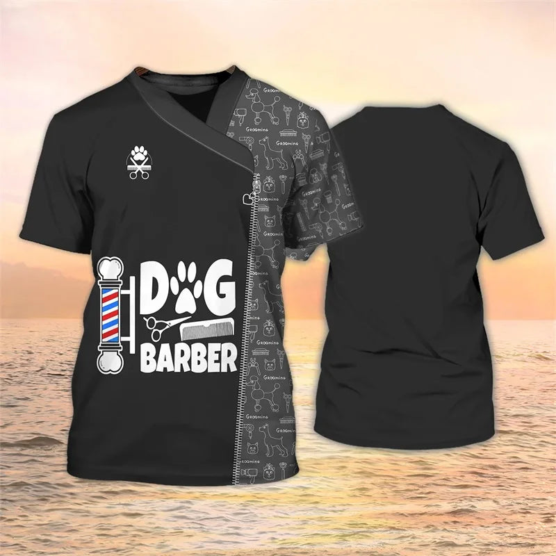 3D Print Pet Groomer Grapgic T-Shirts For Men Women Dog Cat Grooming Pattern Tee Tops Casual O-Neck Oversized TShirt Streetwear