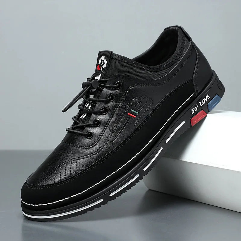 New leather sports shoes, casual shoes, men's trendy and versatile, retro board shoes, soft-soled dad shoes